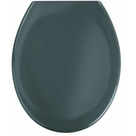 WENKO Abattant WC avec frein de chute Premium Ottana Gris Foncé, abattant WC clipsable avec fixation en acier inox, Fix-Clip, Duroplast, 37.5 x 44.5 cm, Gris Foncé - Gris - Gris foncé