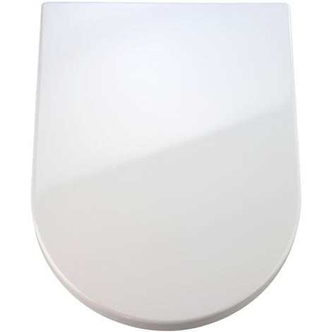 WENKO Abattant WC avec frein de chute Premium Palma blanc, abattant WC clipsable avec fixation en acier inox, Fix-Clip, Duroplast, 35.7 x 46.5 cm, Blanc - Blanc