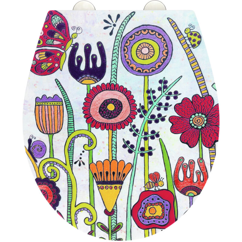 Wenko - Abattant wc avec frein de chute Rollin 'Art Lunettes wc avec fixation en acier inoxydable, Duro Plast antibactérien, 38 x 44,5 cm, multicolore