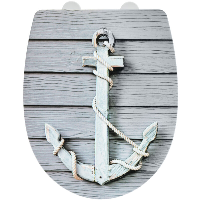 Wenko - Abattant wc Rope avec frein de chute, Clipsable avec fixation inox, Assise jusqu'à 350kg, Duro Plast résistant et hygiénique, 36,5 x 45 cm,