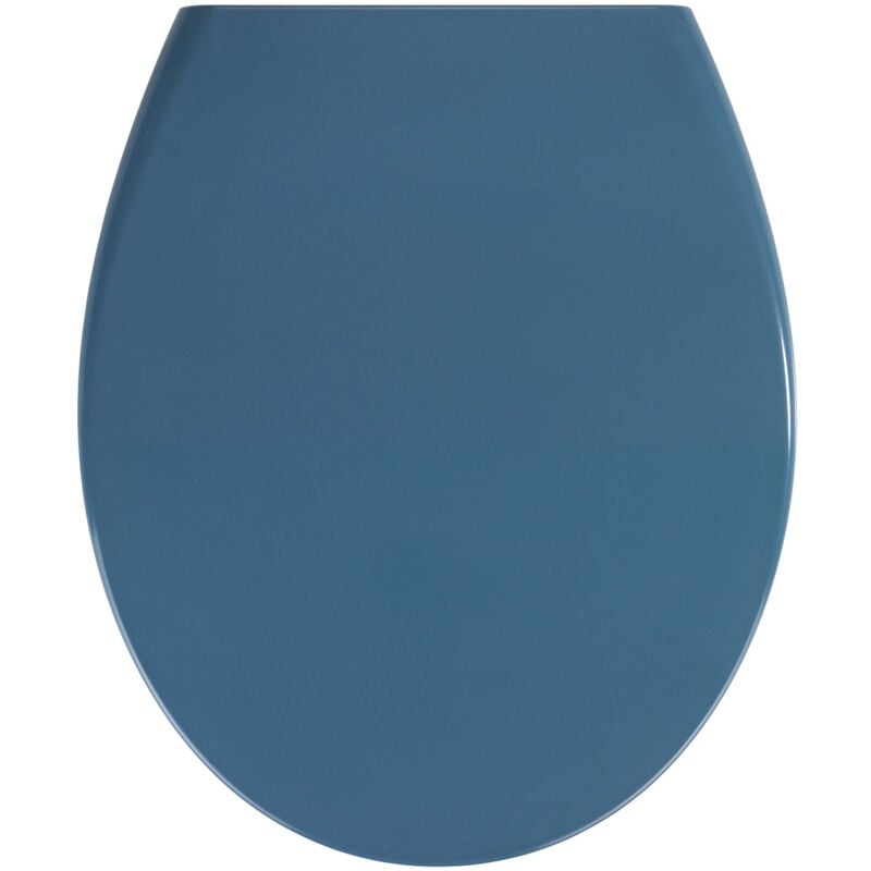 Abattant WC Samos WENKO avec frein de chute, Lunette toilettes clipsable avec fixation inox, Duro Plast hygiénique, 37,5x44,5 cm, Bleu ardoise