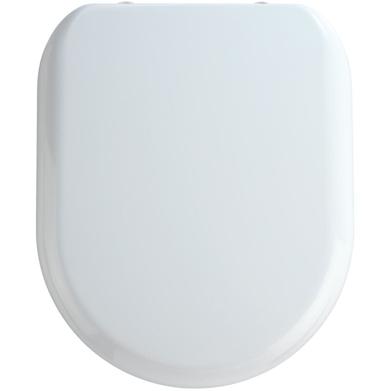WENKO Abattant WC avec frein de chute Santana, abattant WC fixation inox, Duroplast antibactérien, 37x44 cm, Blanc