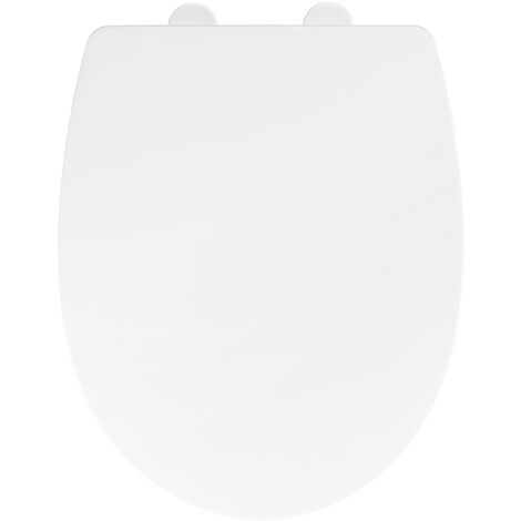 WENKO Abattant WC avec frein de chute Tavola, abattant WC clipsable avec fixation inox technologie Fix-Clip, design ovale, thermoplastique, 36,5x45 cm, blanc - Blanc chaud