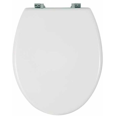 WENKO Abattant WC Bali Blanc, abattant WC avec fixation en acier inox, MDF, 35 x 42 cm, Blanc - Blanc