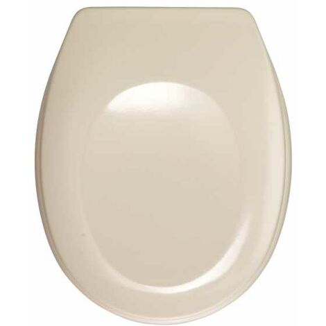WENKO Abattant WC Bergamo beige, abattant WC avec fixation réglable en acier inox, Duroplast antibactérien, 35 x 44.4 cm, Beige
