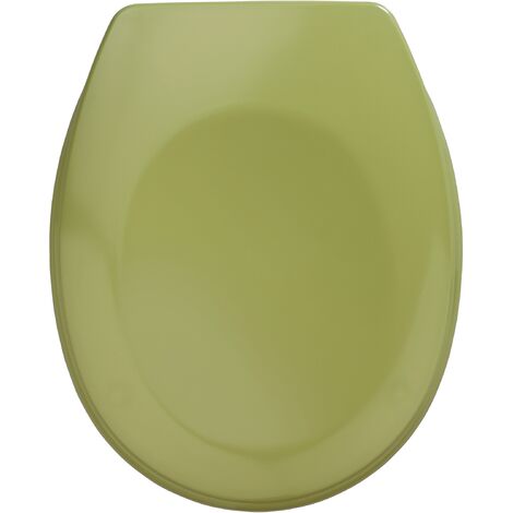 WENKO Abattant WC Bergamo vert, abattant WC avec fixation en acier inox réglable, antibactérien, Duroplast, 35 x 44.4 cm, Vert - Vert - Vert mousse