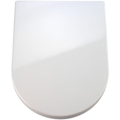 Wenko – Abattant WC blanc Easy-Close en Duroplast – Système de fixation Fix-Clip acier inoxydable – Dimensions 35,7 x 46,5 cm – Hygiénique et résistant
