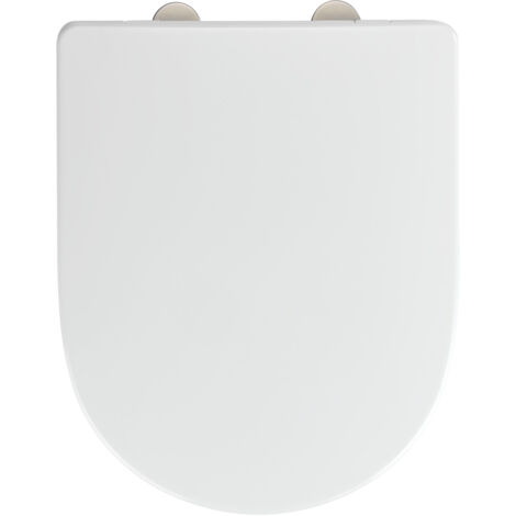 Wenko – Abattant WC blanc en duroplast antibactérien 36,5 x 47 cm – Fixation hygiénique – Système Easy-Close silencieux – Nettoyage facile