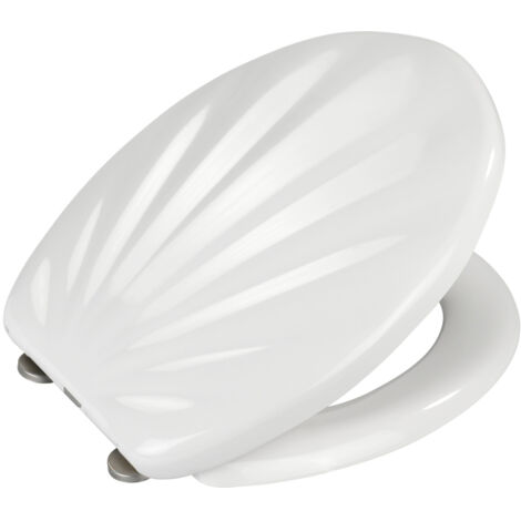 Wenko – Abattant WC coquillage en duroplast – Fixation acier inoxydable – Résistant aux éraflures – Mécanisme Easy-Close silencieux
