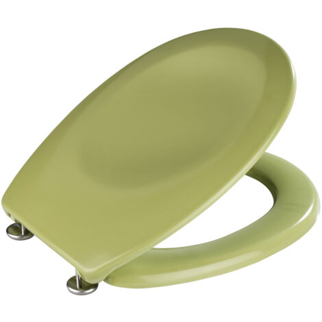Wenko – Abattant WC en Duroplast antibactérien 35 x 44 cm – Lunette WC verte résistante – Fixation acier inoxydable – Hygiénique et durable
