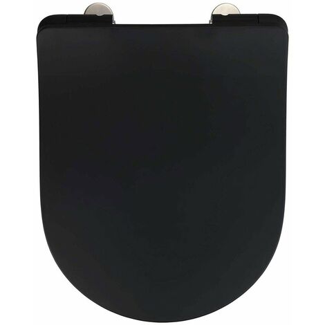 Wenko – Abattant WC en duroplast noir mat – Fixation Fix-Clip – Dimensions 36,2 x 45,2 cm – Mécanisme Easy Close pour confort optimal