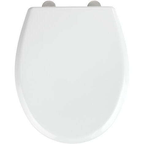 Wenko – Abattant WC frein de chute – Duroplast antibactérien blanc – Fixation Fix-Clip inox – Dimensions 37 x 44.5 cm – Capacité jusqu'à 350 kg