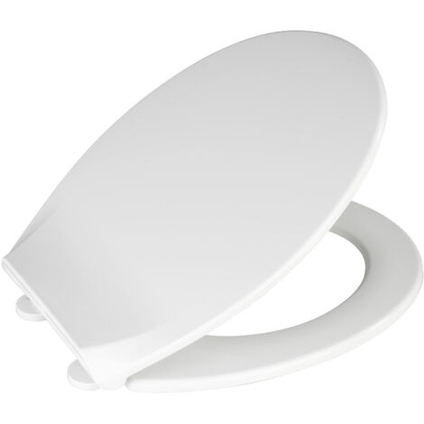 Wenko – Abattant WC Kos – Thermoplastique blanc – Fixation inox Easy-Close – Dimensions 37,5x42 cm – Compatible toilettes standard