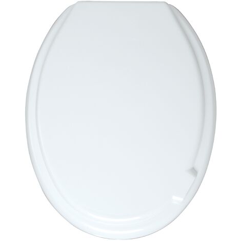 WENKO Abattant WC Mop, abattant WC avec fixation plastique ajustable, Lunette WC résistante et facile à nettoyer, thermoplastique, 37 x 46 cm, Blanc - Blanc
