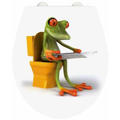 WENKO Abattant WC original Frog, abattant WC avec frein de chute, fixation inox clipsable, Duroplast acrylique, 39x45 cm, multicolore
