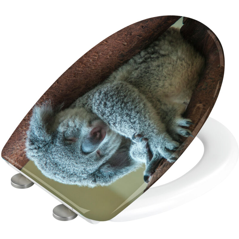 Wenko - Abattant wc Original Koala, abattant wc avec frein de chute 'easy close', fixation acier inox 'fix clip', Duroplastique, 38x45 cm, multicolore