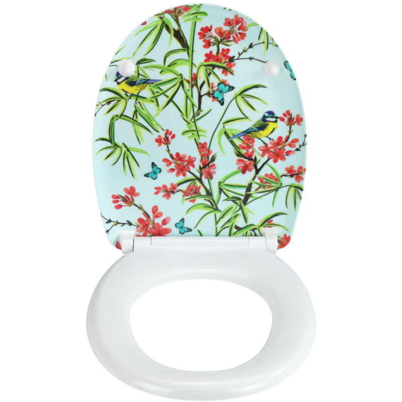 WENKO Abattant WC Original Natura, abattant WC avec frein de chute "easy close", fixation acier inox "fix clip", Duroplastique, 38x45 cm, multicolore