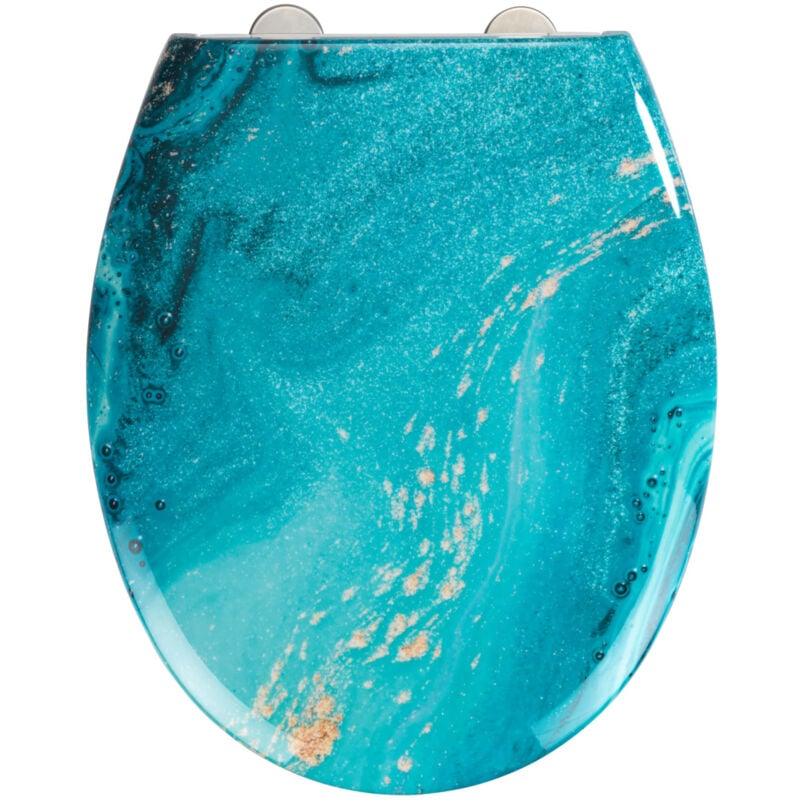 Wenko - Abattant wc Stream avec frein de chute, Clipsable avec fixation inox, Assise jusqu'à 350kg, Duro Plast résistant et hygiénique, 36,5 x 45cm,