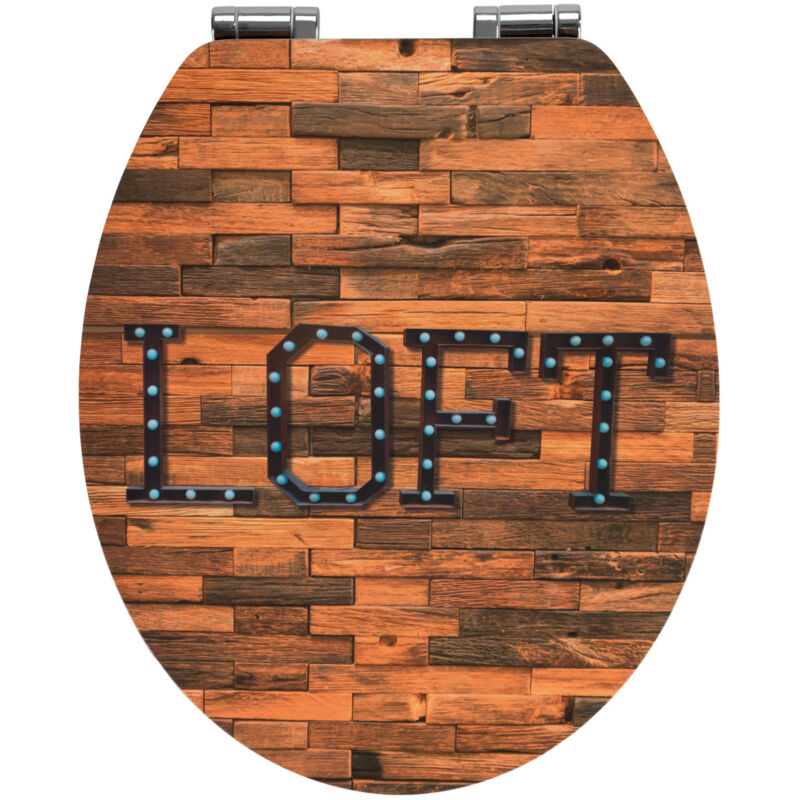 Wenko - Abattant wc Original Premium Loft, abattant wc avec frein de chute, fixation inox, mdf, 37,5x44 cm, marron