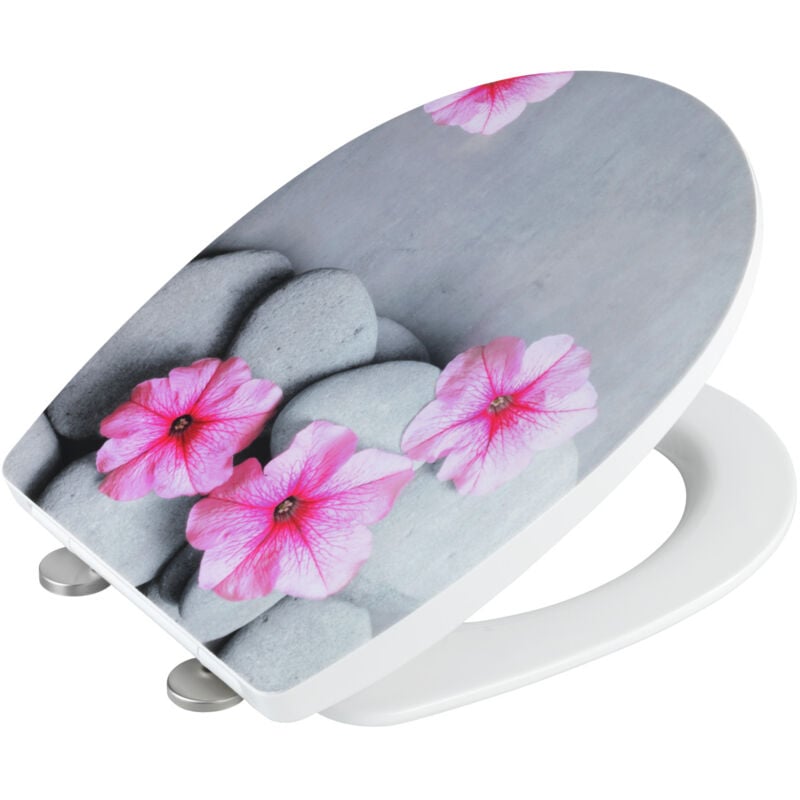 Wenko - Abattant wc Original Pretty, abattant wc avec frein de chute 'easy close', fixation acier inox 'fix clip', Thermoplastique, 36,5x45 cm,