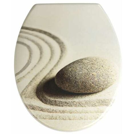 WENKO Abattant WC Original Sand and Stone, abattant WC avec fixation en acier inox, Duroplast antibactérien, 37.5 x 45 cm, Multicolore - Multicolore