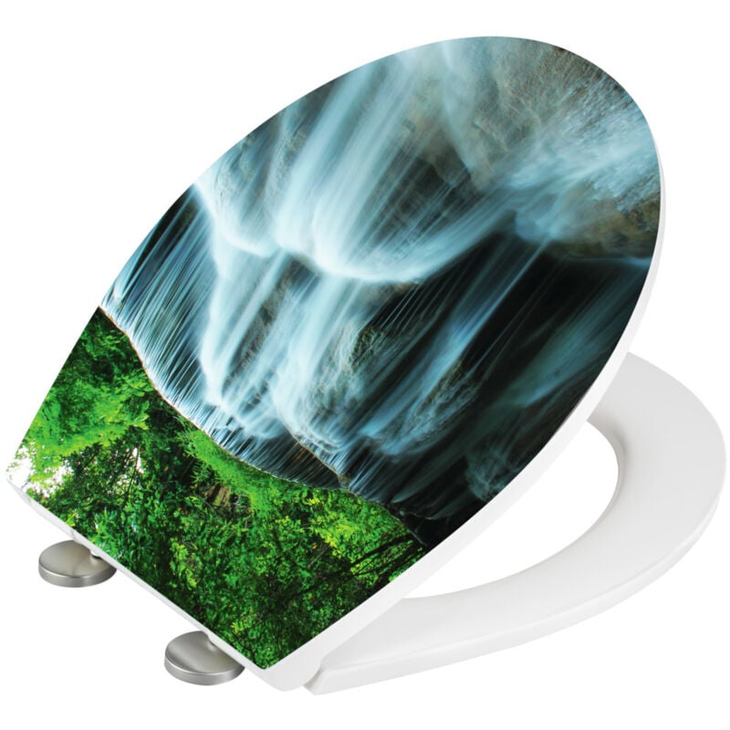 Wenko - Abattant wc Original Waterfall, Abattant wc avec frein de chute, clipsable, fixation inox, Thermoplastique, 36,5x45 cm, Multicolore