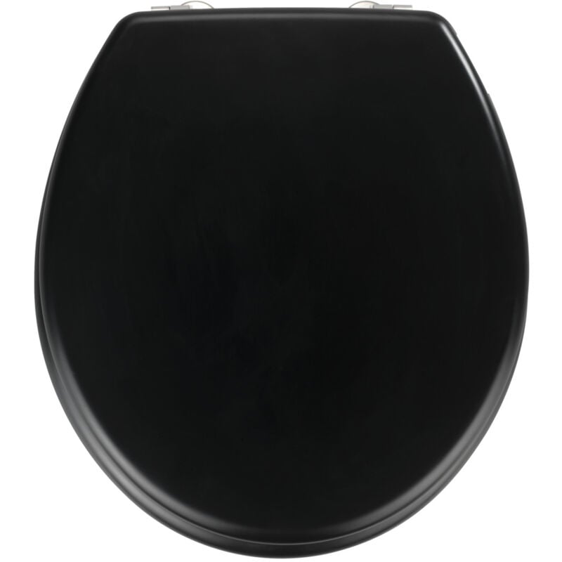 Abattant WC WENKO Prima Noir Mat MDF 37 x 41 cm Design Rétro Abattant WC Noir Mat Sans Frein de Chute Couvercle WC Noir Abattant WC Bois MDF Design