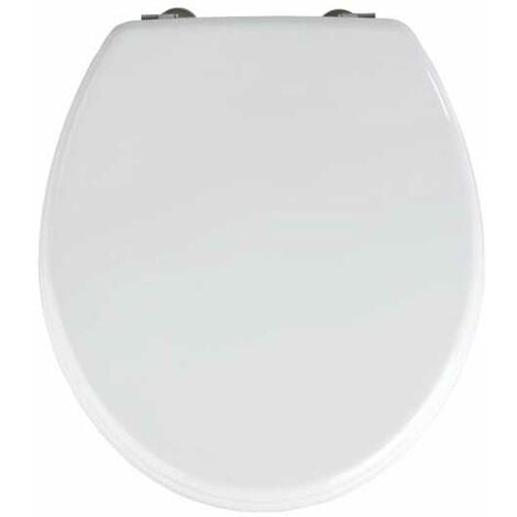 WENKO Abattant WC Prima, Abattant WC avec fixation acier inox, facile d'entretien, MDF, 37x41 cm, blanc - Blanc