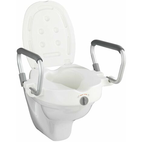 Wenko – Abattant WC renforcé avec poignées de soutien – Charge 130 kg – Installation rapide – Pour personnes à mobilité réduite