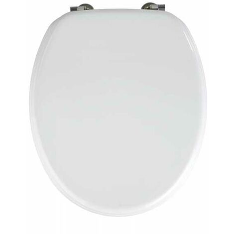 WENKO Abattant WC Valencia, Abattant WC avec fixation en acier inox, Lunette WC résistante et facile à nettoyer, MDF, 36 x 42,8 cm, blanc - Blanc