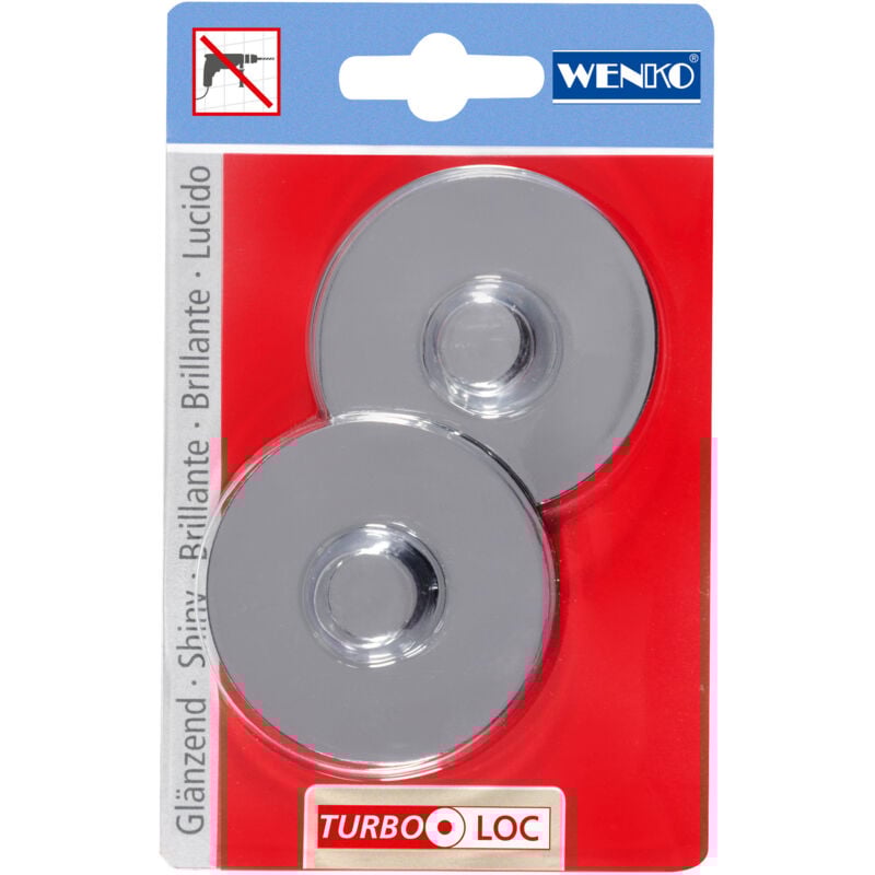 WENKO Adaptateur Turbo-Loc pour Série Premium Classic et Style, lot de 2, fixation sans perçage - pastilles adhésives, fixation extrêmement forte sur