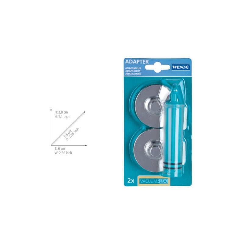 Wenko - Adaptateur Vacuum-Loc® pour la fixation au mur des accessoires séries Premium Classic et Style de chez Fixation sans perçage, 6x2,8 cm,