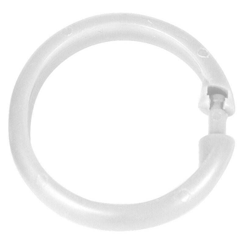 Anelli per tenda da doccia, set di 12 anelli per appendere la tenda da doccia alla barra, formato grande, design rotondo, Plastica, ø6 cm, Bianco