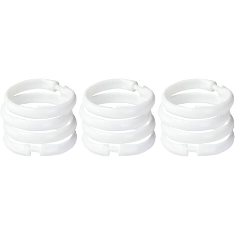 Set 8 Pz Anelli Gancio Ad Anello Per Tende In Plastica Da 45 Mm Bianco Tondi Bagno 87352 Cleafe