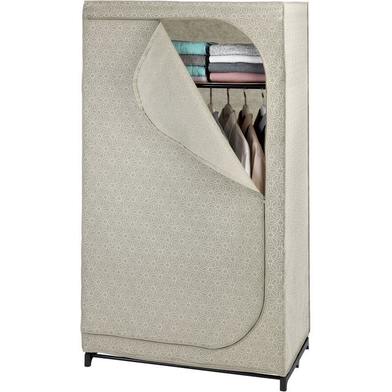 Armadio in tessuto Balance, guardaroba in tessuto, con ripiano per riporre e chiusura lampo, capacità 10 kg, Poliestere, 90x160x50 cm, Taupe - Wenko