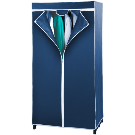 Wenko – Penderie en toile Air – Ouverture complète avec fermeture éclair – Dimensions 75x150x50 cm – Tissu micro-respirant bleu foncé