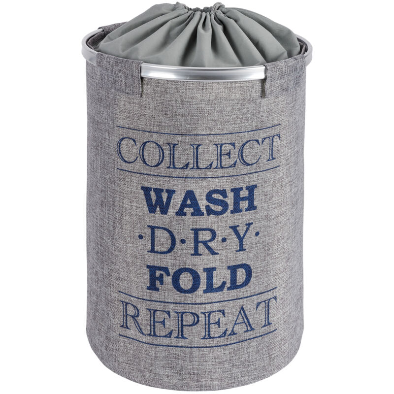 Wenko - Bac à linge Ringo, panier à linge sale, capacité 68L, Polyester, ø 40 x 54 cm, gris