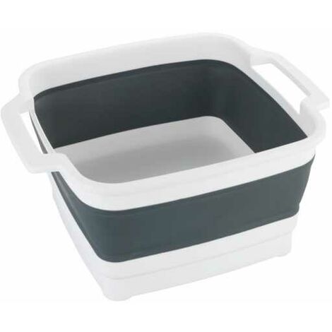 Wenko Bacinella pieghevole Sira, bacinella pieghevole con tappo di scarico e manico per un facile trasporto, soluzione salvaspazio, 8 litri, (L x A x P) 39 x 18 x 32,5, grigio/bianco, 54778100