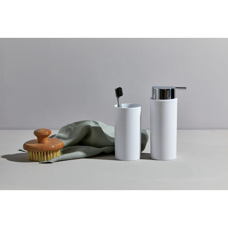 WENKO Bad Accessoire Set Calvo weiß matt, 4-teilig, aus Kunststoff, Weiß, Kunststoff (ABS) weiß, Edelstahl rostfrei chrom