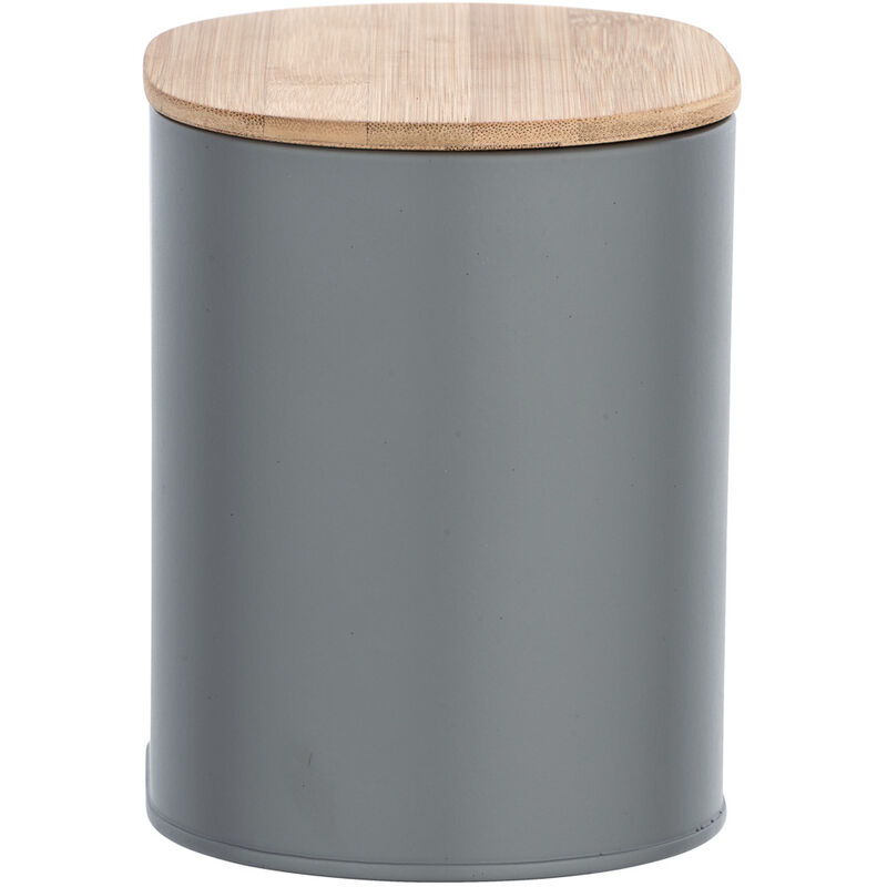 Wenko - Badbox Gara mit Deckel Grau, Grau, Stahl grau, Bambus braun - grau