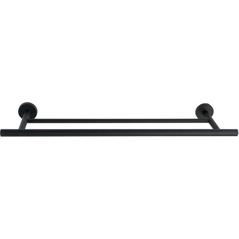 WENKO Badetuchstange Duo Bosio Edelstahl Black matt, rostfrei, Schwarz, Edelstahl rostfrei matt
