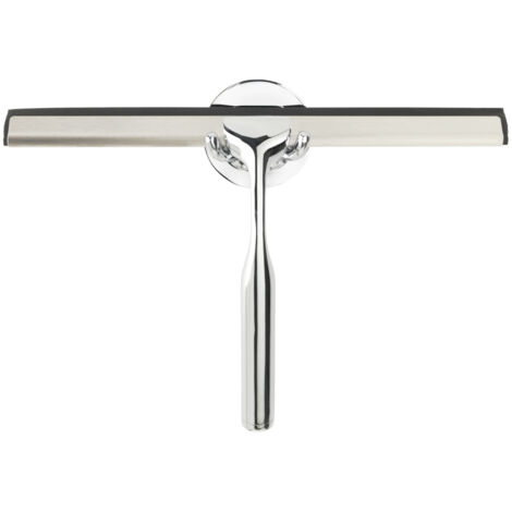 WENKO Badezimmerwischer Terni Plus, mit Turbo-Loc® Wandbefestigung, Silber glänzend, Zinkdruckguss chrom, Zinkdruckguss silber, Gummi schwarz