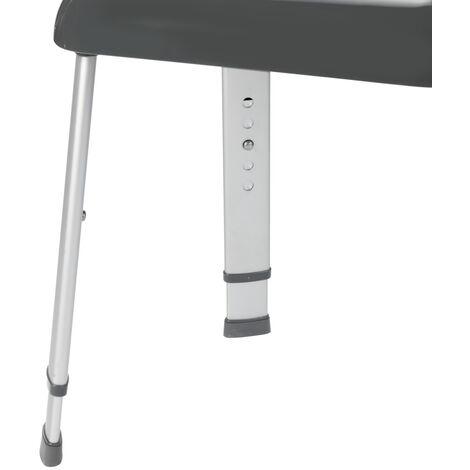 WENKO Badhocker mit Rückenlehne Secura Premium, bis 130 kg Tragkraft, Grau, Polypropylen anthrazit, Aluminium aluminium, Kunststoff (TPE) anthrazit