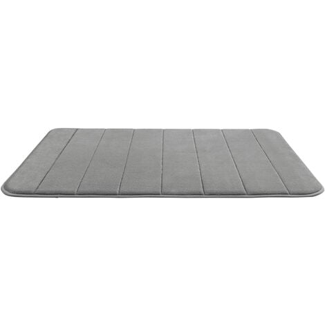 WENKO Badteppich Memory Foam Stripes, Light Grey, 50 x 80 cm, Grau, Polyester hellgrau, Polyurethan , Kunststoff (SBR) - grau