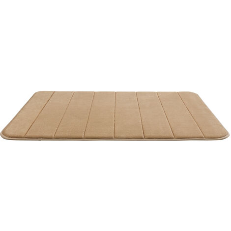 WENKO Badteppich Memory Foam Stripes, Sand, 50 x 80 cm, Beige, Polyester , Polyurethan , Kunststoff (SBR) - beige