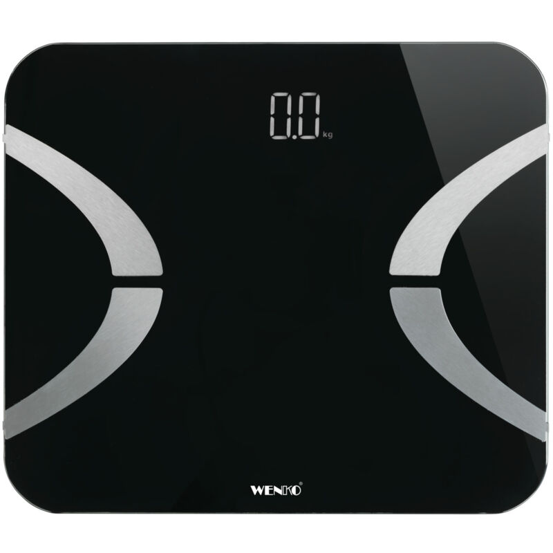 Balance Pèse Personne, , Pèse personne électronique avec écran led, jusqu'à 150 kg, Verre, 30x2,1x30 cm, noir - Wenko