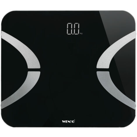 WENKO Balance Pèse Personne, , Pèse personne électronique avec écran LED, jusqu'à 150 kg, Verre, 30x2,1x30 cm, noir