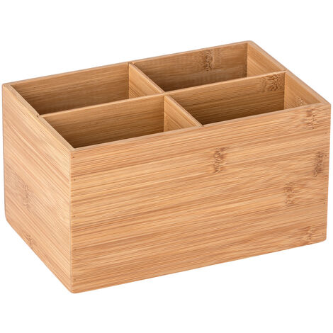 WENKO Bambus Box Terra 4 Fächer 2er Set, Braun, Bambus braun - braun