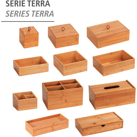 WENKO Bambus Box Terra L mit Deckel, mit praktischer Schlaufe, Braun, Bambus natur