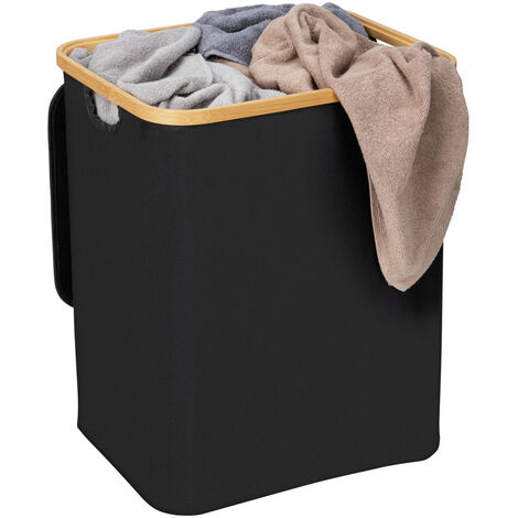 WENKO Bambus Wäschetruhe Uno Ecori in Schwarz 41 x 50 x 33 cm